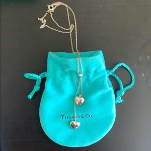 Tiffany & Co Silver Double Heart Drop Necklace